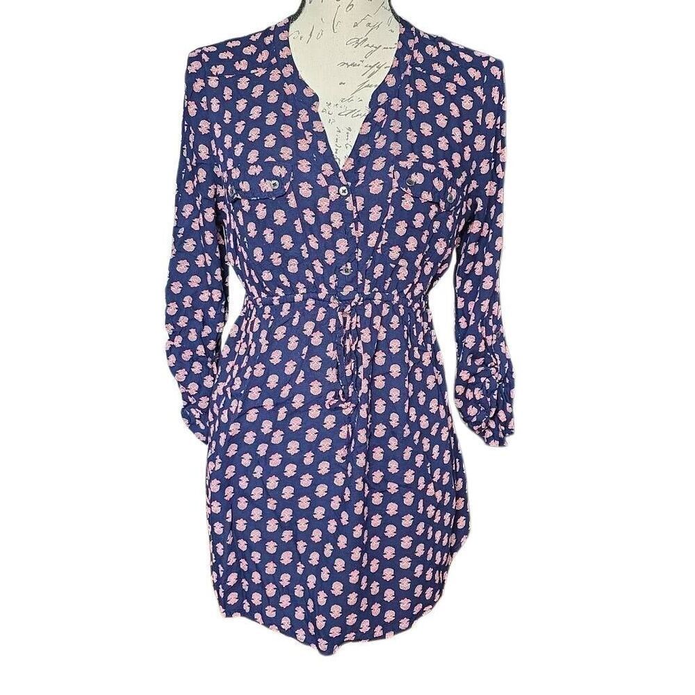 Motherhood Maternity Women's Size Medium Navy Pink Blouse